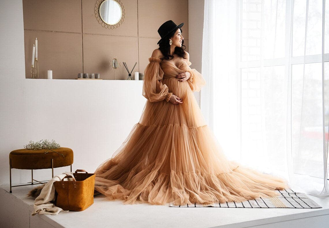 sheer maternity photoshoot dress