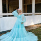 Aqua blue tulle dress for photoshoot