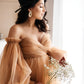 Puffy long sleeve tulle maternity dress for photoshoot