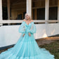 Aqua blue tulle dress for photoshoot