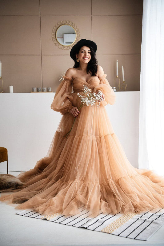 Beige Tulle Dress