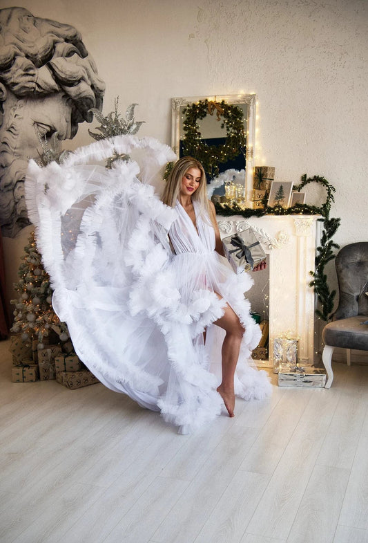 Robe en tulle blanc Robe de grossesse