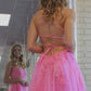 Princess Hot Pink Appliqued Prom Dress With Slit VMP97