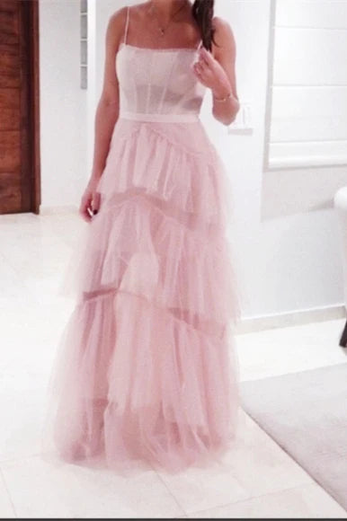 Princess Hot Pink Tiered Tulle Prom Dress VMP103