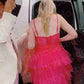 Princess Hot Pink Tiered Tulle Prom Dress VMP103