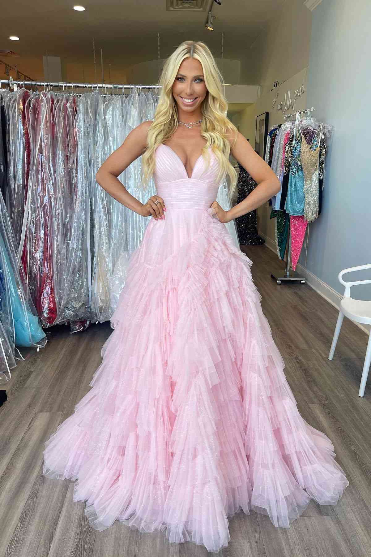 Princess Strappy Frill-Layered Prom Dress VMP118