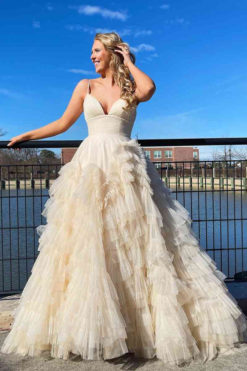 Princess Strappy Frill-Layered Prom Dress VMP118
