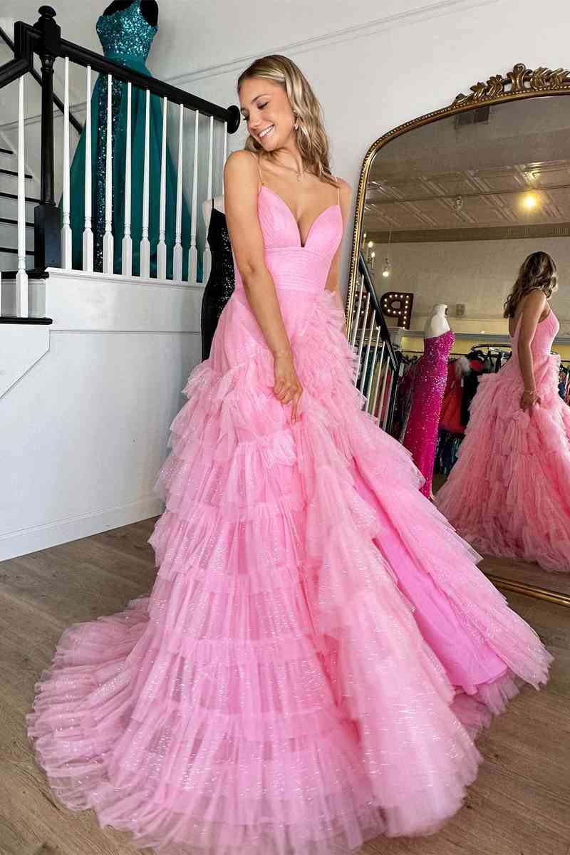 Princess Strappy Frill-Layered Prom Dress VMP118