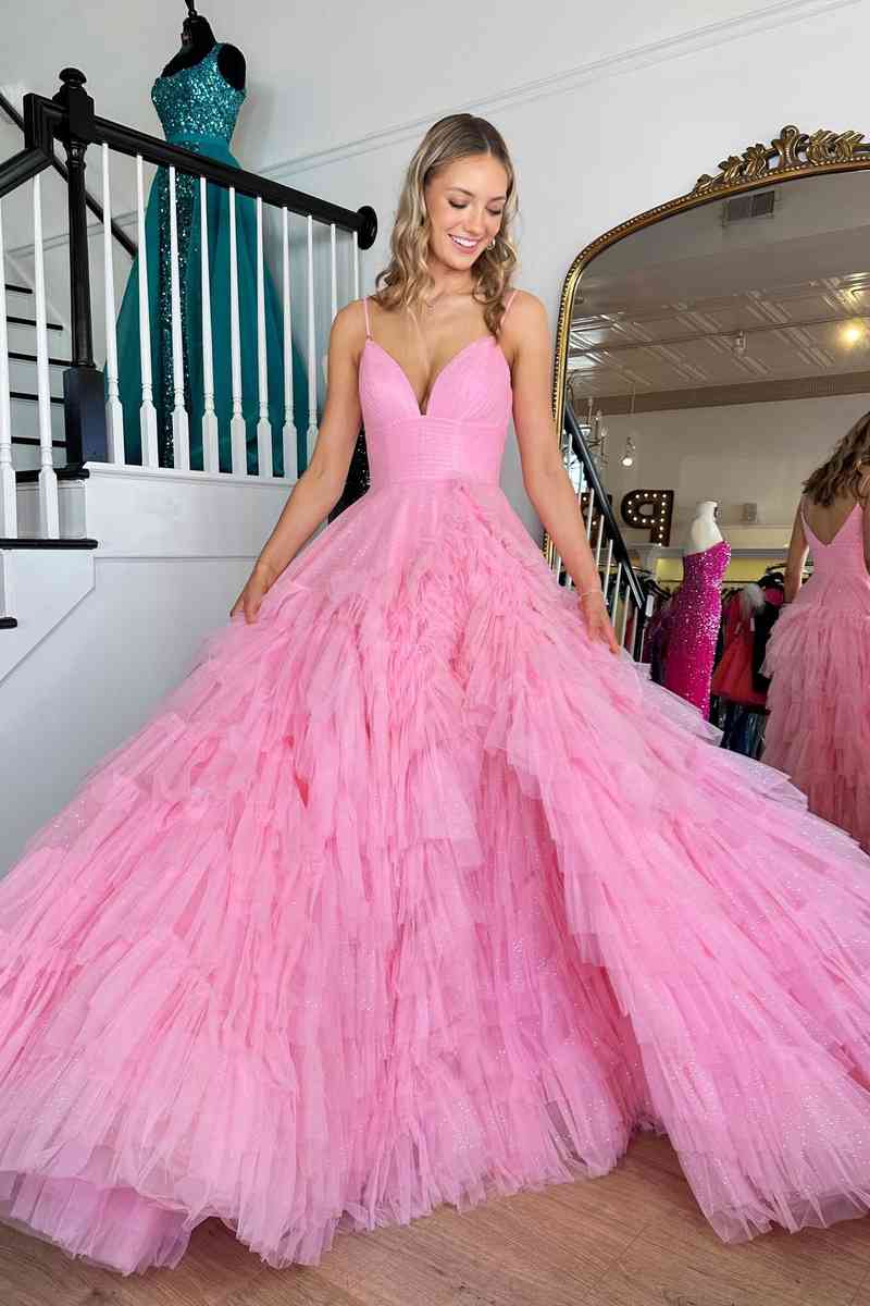 Princess Strappy Frill-Layered Prom Dress VMP118