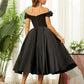 Off-the-Shoulder Homecoming Dress Tea-Length Dresses VMH61
