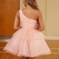 Tulle Ruffles One-Shoulder Short/Mini Dresses VMH57