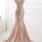 Rose Gold Sequins Bridesmaid Dress with Cowl Back VMB50