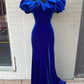Off The Shoulder Royal Blue Formal Dress With Slit VMP95