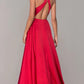 Red Prom Dress Satin Long Red Formal Dress with Open Back VMP51