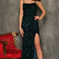 Sequined Red Prom Dress With Split Special Occasion VMP52