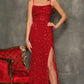 Sequined Red Prom Dress With Split Special Occasion VMP52