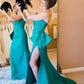 Off Shoulder Rose Gold Sequin Evening Dress with Slit VMP90