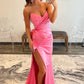 Off Shoulder Rose Gold Sequin Evening Dress with Slit VMP90