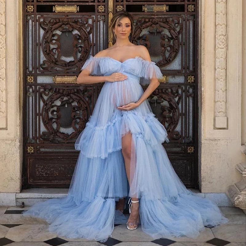 Robes de grossesse à volants pour séance photo ou baby shower VMR24