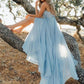 Sky Blue Flowy Prom Dresses Evening Party Gown VMP38