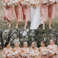 Champagne Bridesmaid Dress Spaghetti Straps Tea Length VMB28
