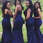 Spaghetti Straps Navy Blue Mermaid Bridesmaid Dress VMB59