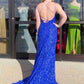 Sparkle Tiffany Blue Sequins Long Prom Dress With Slit VMP99
