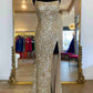 Sparkle Tiffany Blue Sequins Long Prom Dress With Slit VMP99