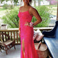 Sparkle Tiffany Blue Sequins Long Prom Dress With Slit VMP99