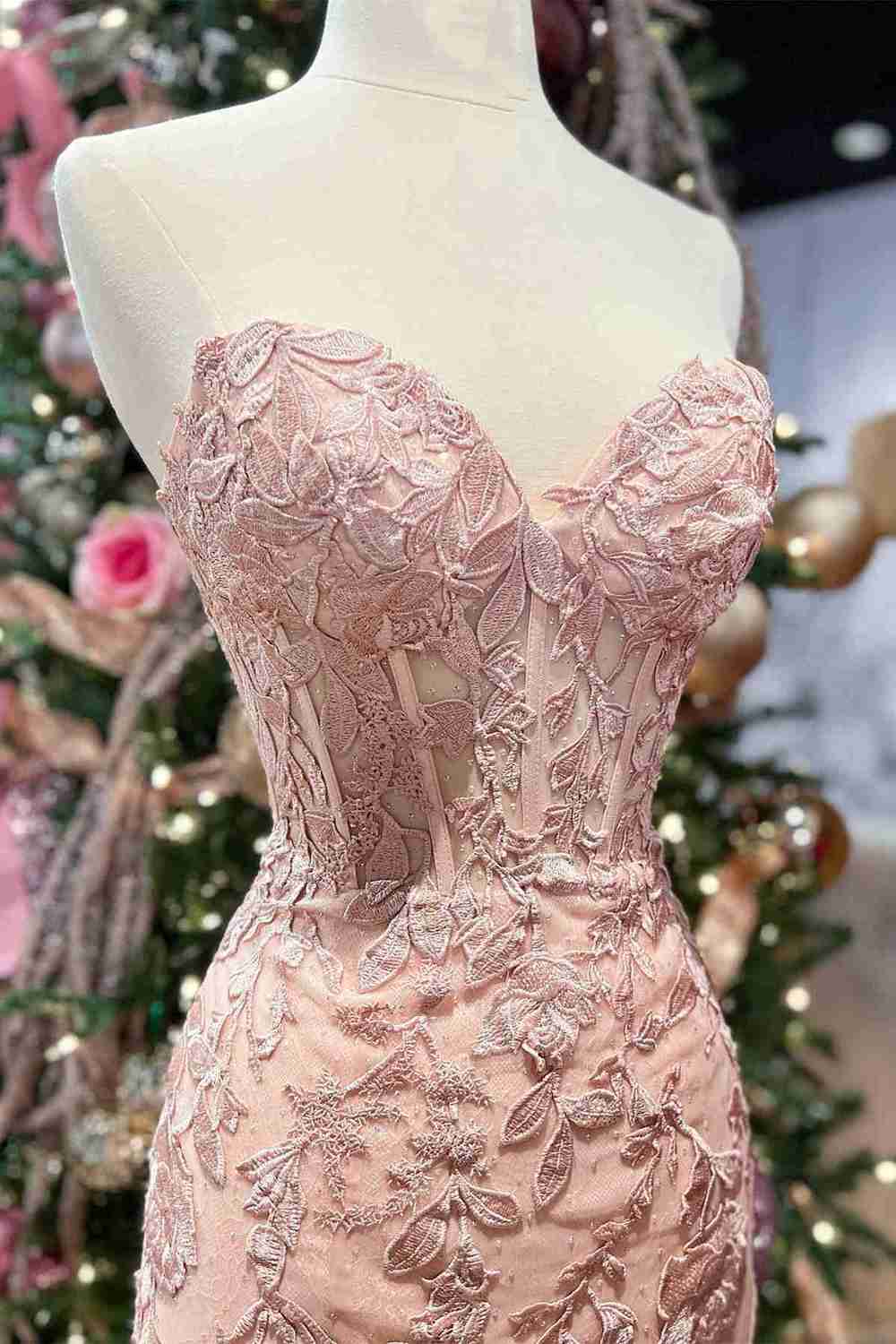Corset Lace Long Prom Dress With Slit VMP116