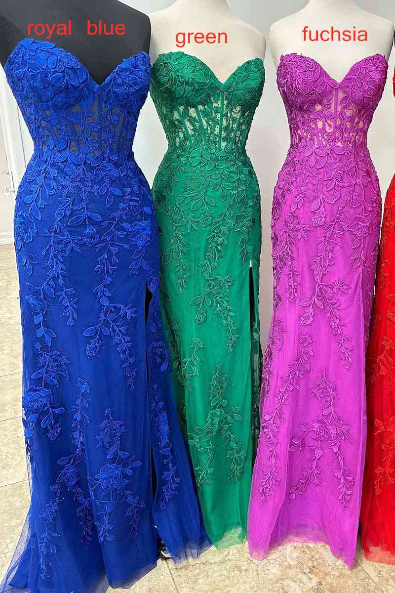 Corset Lace Long Prom Dress With Slit VMP116