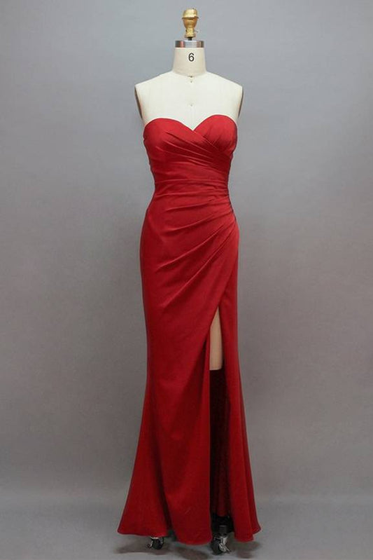 Robe de demoiselle d'honneur rouge plissée chérie VMB67