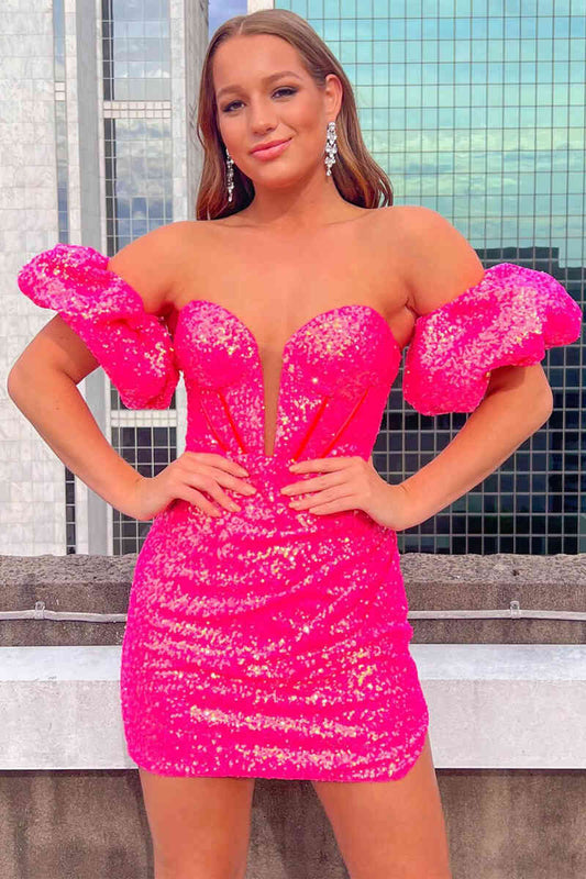 Hot Pink Tight Homecoming Dress