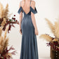 Sweep-Brush Train Velvet Bridesmaid Dress
