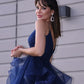 Tulle Layers Formal Dresses V neck Prom Dresses