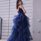 Tulle Layers Formal Dresses V neck Prom Dresses