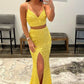 Two Piece Orange Sequins Long Prom Dress VMP94