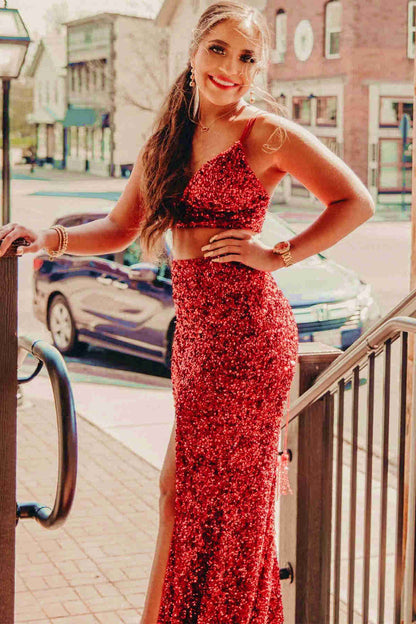 red mermaid prom dresses