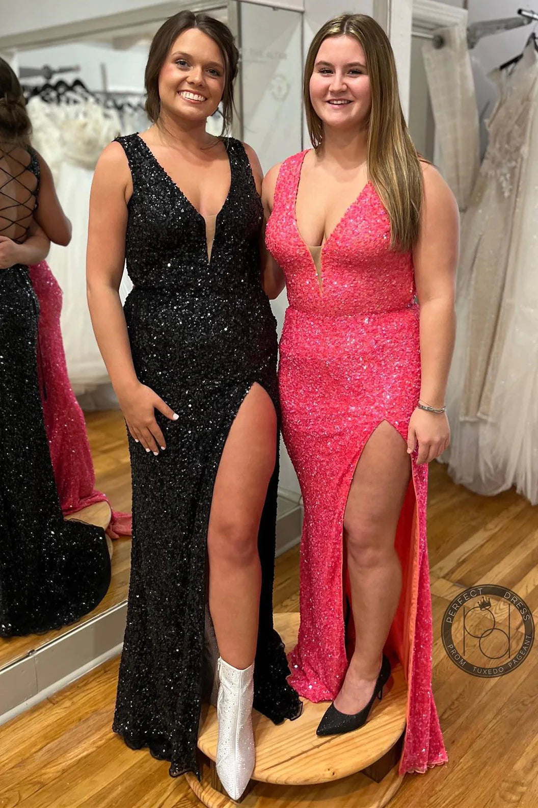 Plunging Neckline Prom Dress with Slit