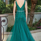 V Neck Prom Ball Gown with Sheer Bodice VMP71