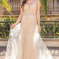 V Neck Prom Ball Gown with Sheer Bodice VMP71