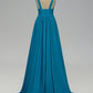 Empire Blue Bridesmaid Dress with Side Slit VMB48