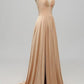 Empire Blue Bridesmaid Dress with Side Slit VMB48