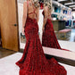 Velvet Sequins Ruched Prom Dresses VMP139