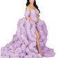 Puffy Ruffles Tulle Robe Maternity Dress