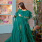 Emerald Green Maternity Tulle Robe for Photoshoot VMR26